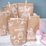 Tüten bedruckt mit Ostermotiv - Braun - mit weißen Motiven – Bild 2