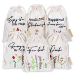 Ostern Leinensäckchen - 6er - Blümchen - Set 1