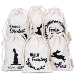 Ostern Leinensäckchen - 6er - Hasen - Set 3