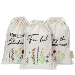 Ostern Leinensäckchen - 3er - Blümchen - Set 4