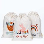 Ostern Leinensäckchen - 3er - Boho - Set 5