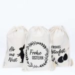 Ostern Leinensäckchen - 3er - Hasen - Set 6