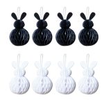 8 Osterhasen aus Seidenpapier schwarz weiß - Set 05