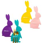 4 Osterbesteckhalter Filzhasen pastell - Set 02