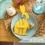 4 Osterbesteckhalter Filzhasen pastell - Set 02 – Bild 3