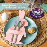 4 Osterbesteckhalter Filzhasen pastell - Set 02 – Bild 4