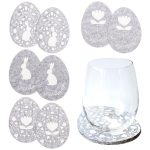 8 Osterglasuntersetzer Filzeier grau weiss - Set 03