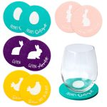 8 Osterglasuntersetzer Filz mit Cutouts pastell - Set 04