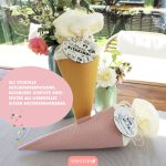 2 Kitatüten Musselin Rosa und Gelb mit Holzanhänger – Bild 3