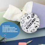 2 Kitatüten Musselin Blau und Mint mit Holzanhänger – Bild 3