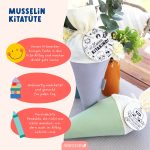 2 Kitatüten Musselin Blau und Mint mit Holzanhänger – Bild 4
