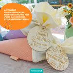 2 Schultüten Musselin Lila und range mit Holzanhänger – Bild 3