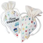 2 Geschenkbeutel Schultüten Canvas bunt Schulkind