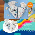 2 Geschenkbeutel Schultüten Canvas bunt Schulkind – Bild 2