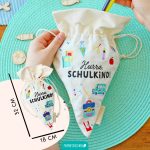 2 Geschenkbeutel Schultüten Canvas bunt Schulkind – Bild 5