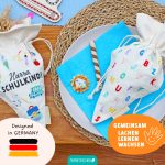 2 Geschenkbeutel Schultüten Canvas bunt Schulkind – Bild 6