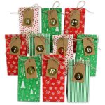 Adventskalender – bedruckte Geschenktüten – Rot Grün