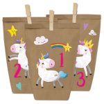 Adventskalender Einhörner – zum Aufkleben