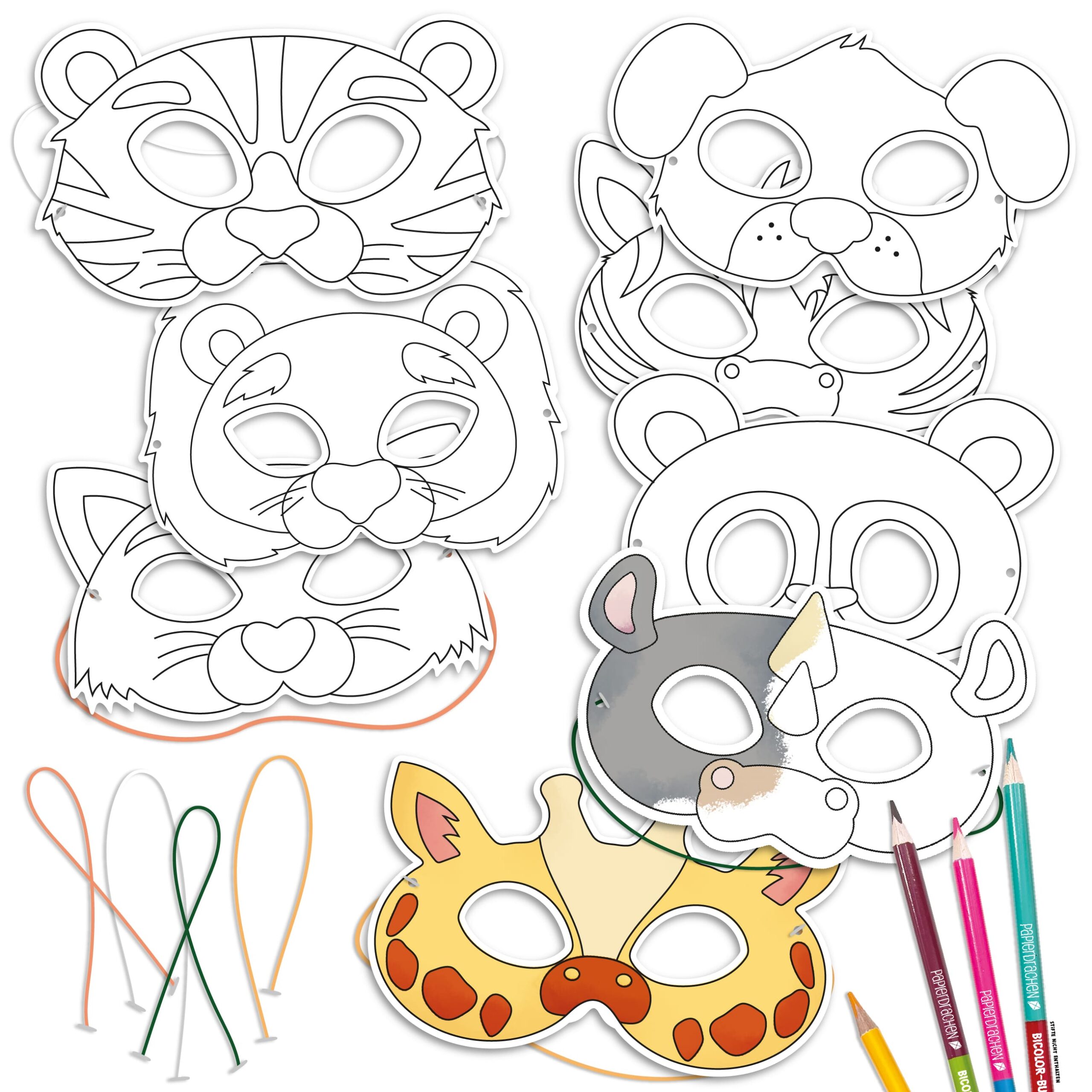 B507-003-002_001 Bastelset Papiermasken Tierwelt – Bild 1