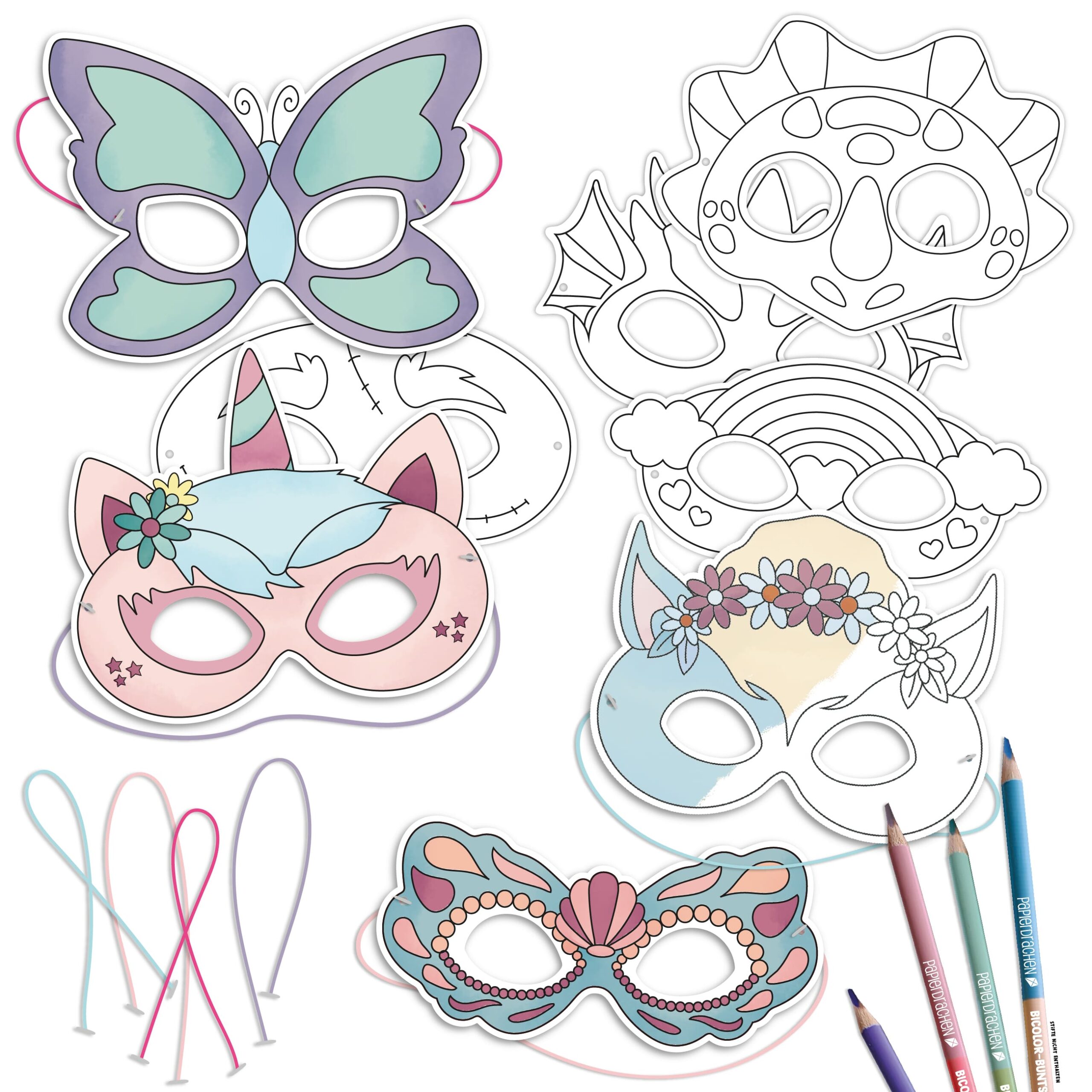 B507-003-003_001 Bastelset Papiermasken Fabelwesen – Bild 1