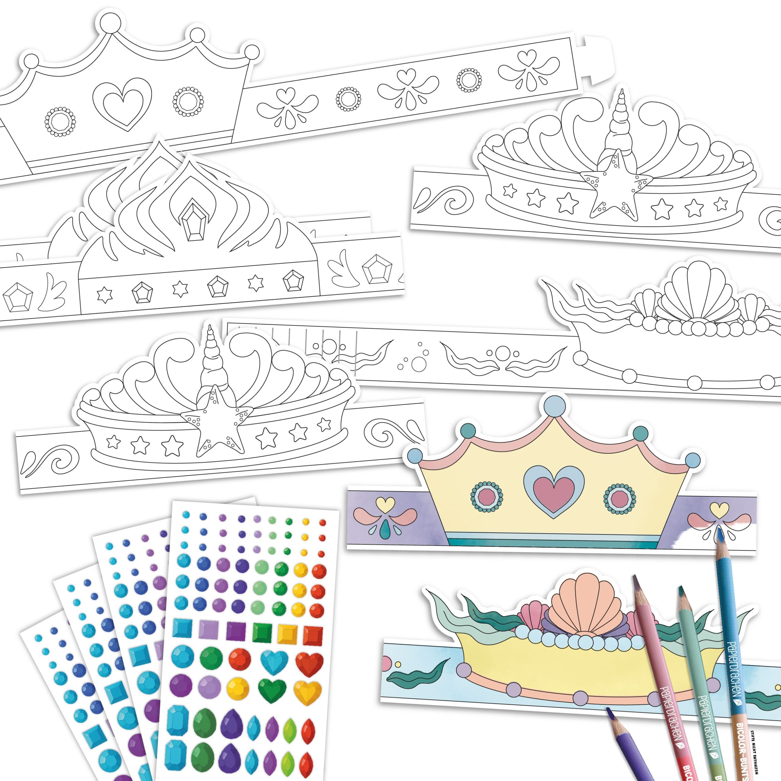 B507-007-001_001 Bastelset Papierkronen Diademe – Bild 1