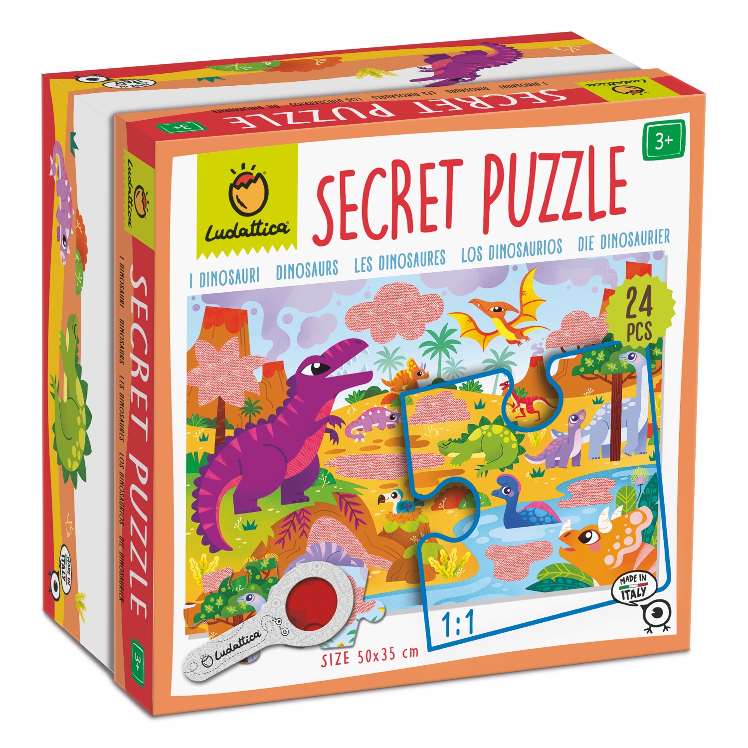 LUD21863-001 Secret Puzzle - Dinosaurier (24 Teile) – Bild 1