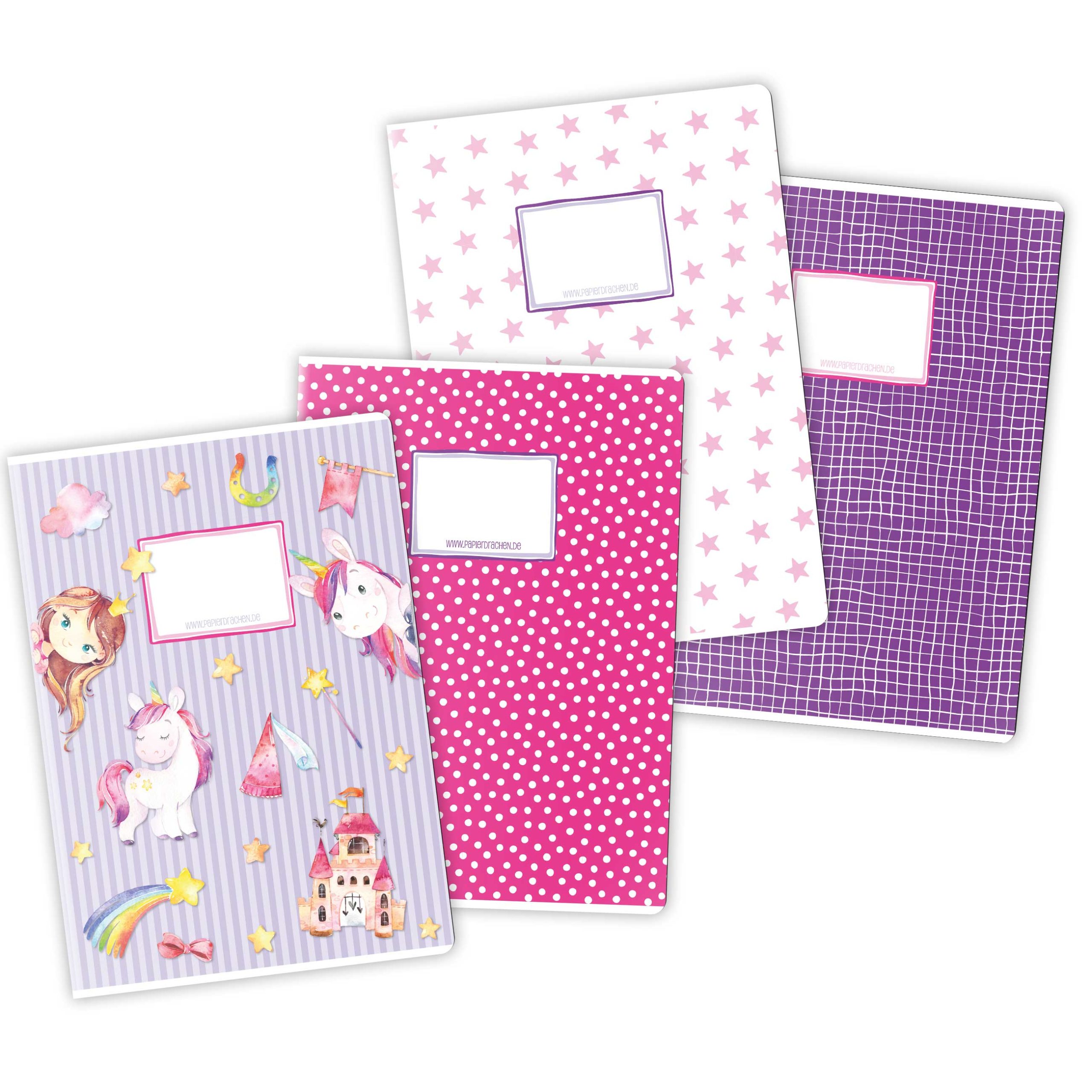 PAPD-007-002-1 Schulhefte 4er Set DIN A4 - Einhorn (VE 4) – Bild 1