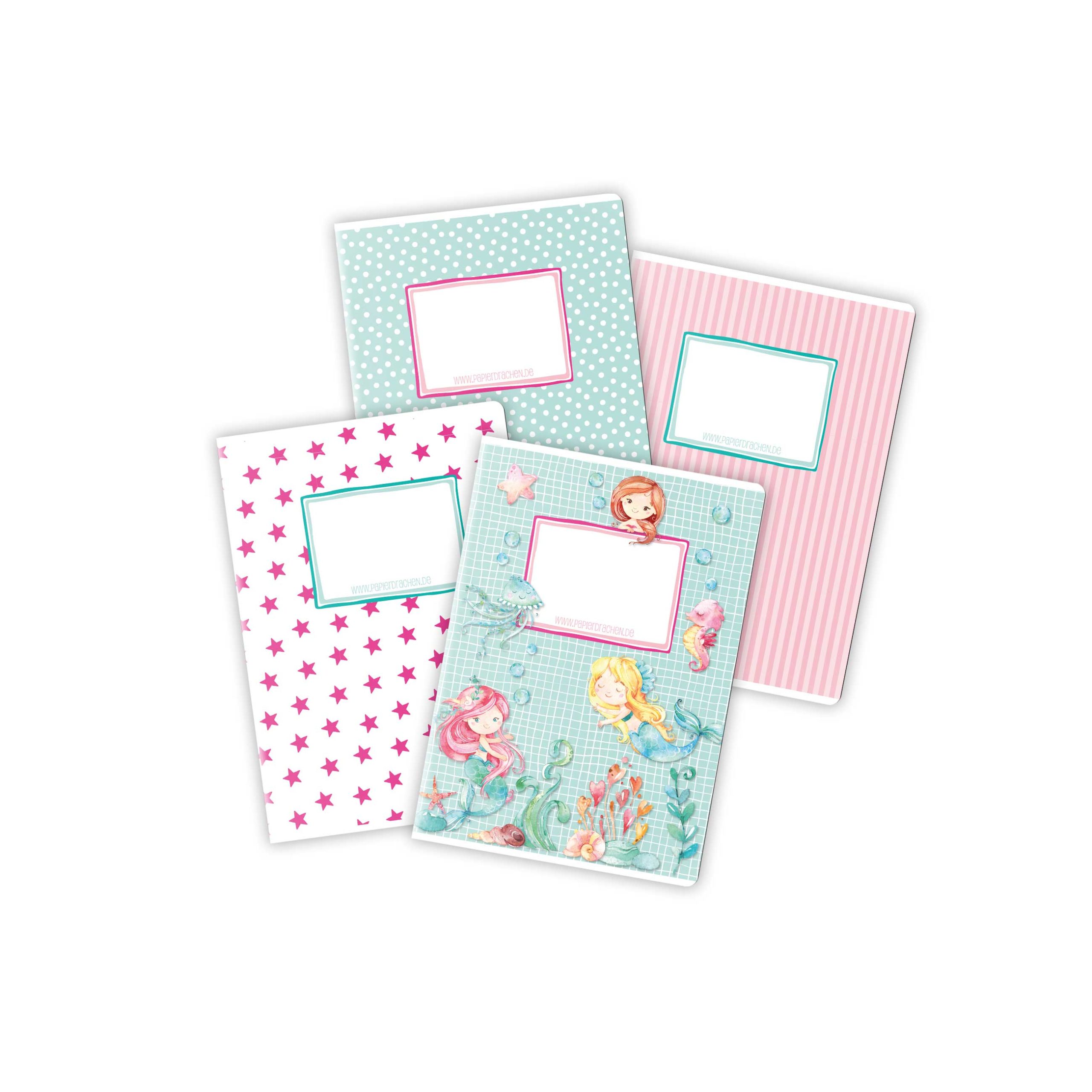 PAPD-008-001-1 Schulhefte 4er Set DIN A5 - Meerjungfrau (VE 4) – Bild 1