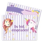 12 Einladungskarten zum Geburtstag – Fee und Einhorn