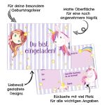 12 Einladungskarten zum Geburtstag – Fee und Einhorn – Bild 2