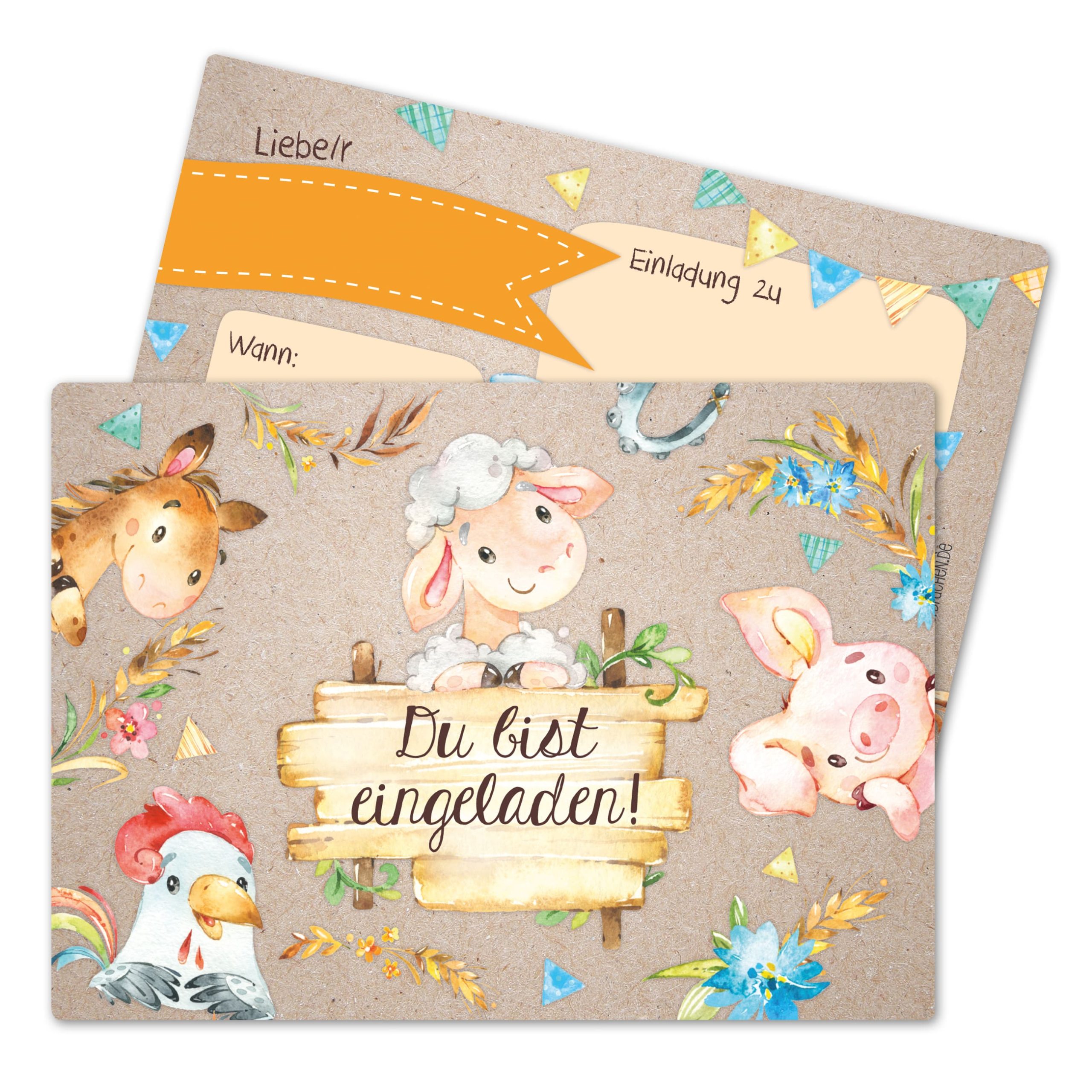 PAPD-E015_001 12 Einladungskarten zum Geburtstag – Farm – Bild 1