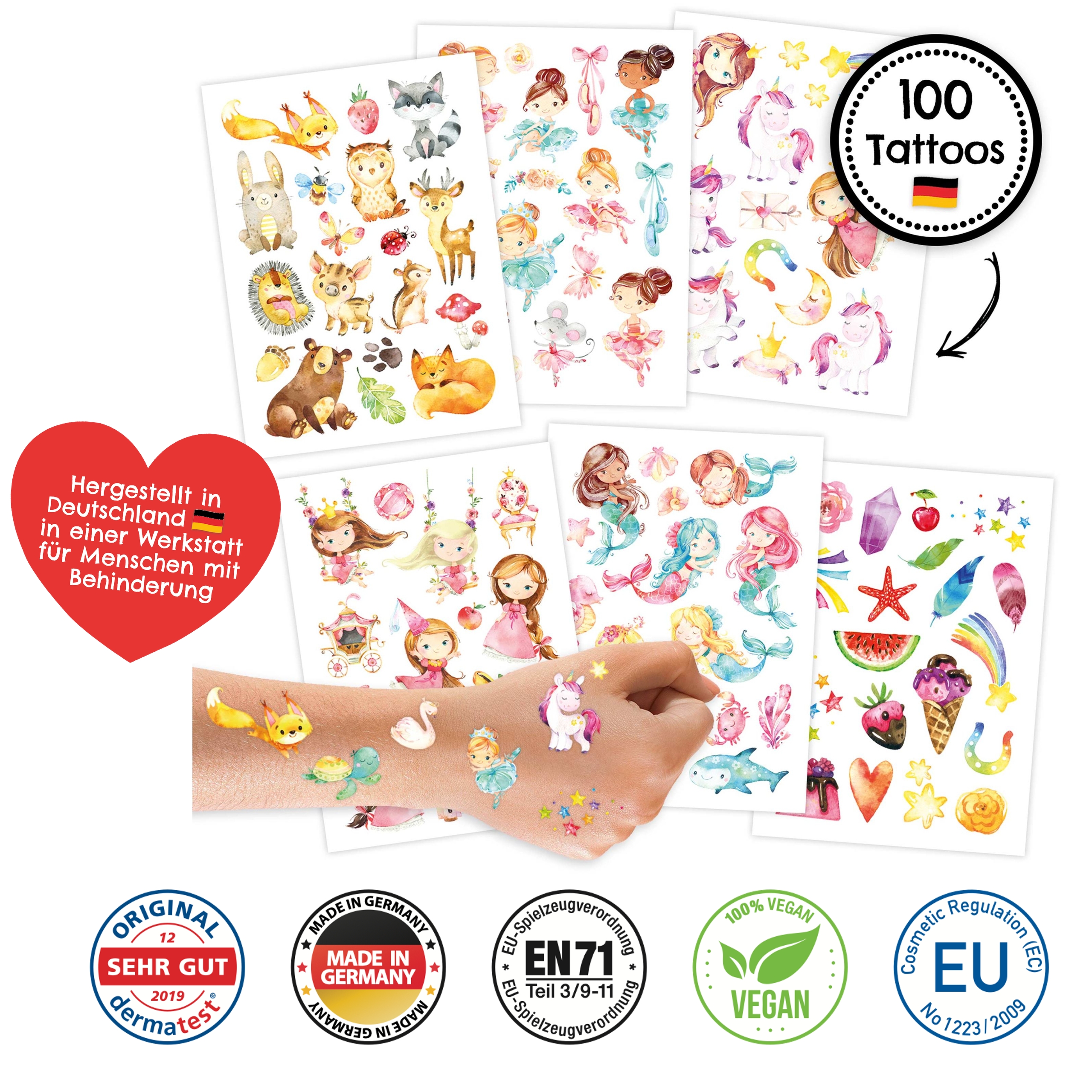 PAPD-T002-001_N Kindertattoos– Einhorn, Meerjungfrau, Prinzessin – Bild 1