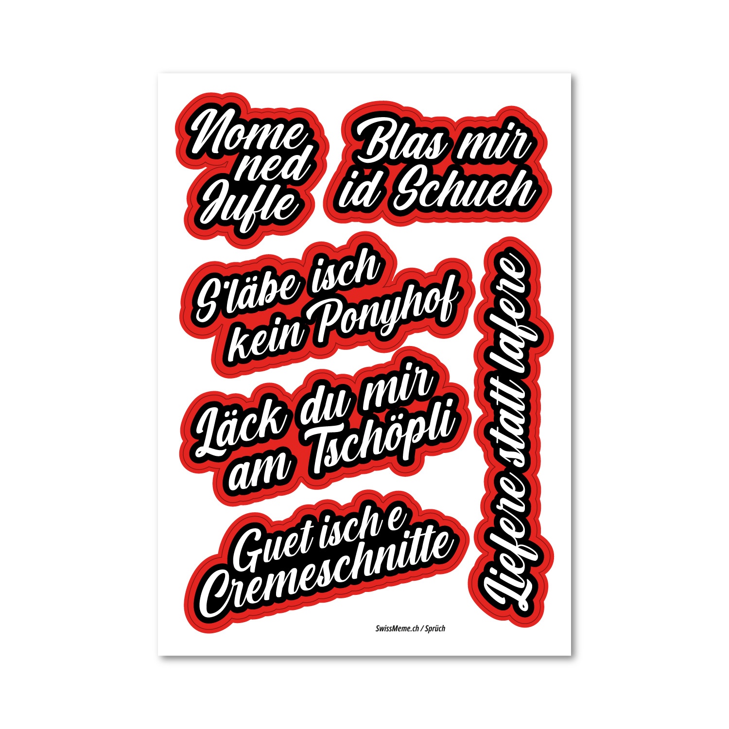 SWM089-06 Stickerbogen - SwissMeme Sprüch – Bild 1