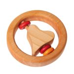 Rassel kleines Herz, mit Holzscheibchen