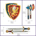 Liontouch® Edler Ritter Spielzeugschwerter, Schilde & Äxte, Blau & Rot – Bild 2