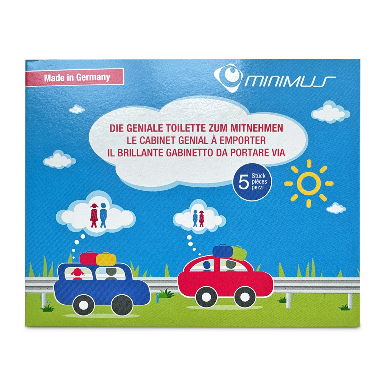 minimums_5er-Boxes_Front MINIMUS - Notfall Toilette 5ER-PACK – Bild 1