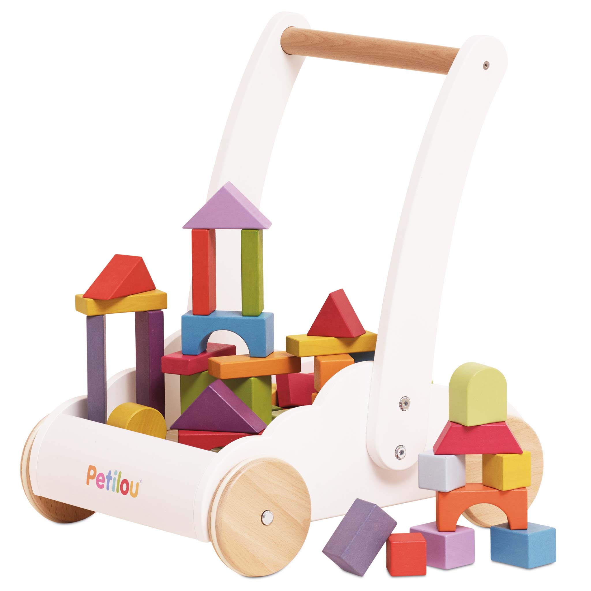 pl102_1 Lauflernwagen mit Klötzen in Regenbogenfarben – Bild 1
