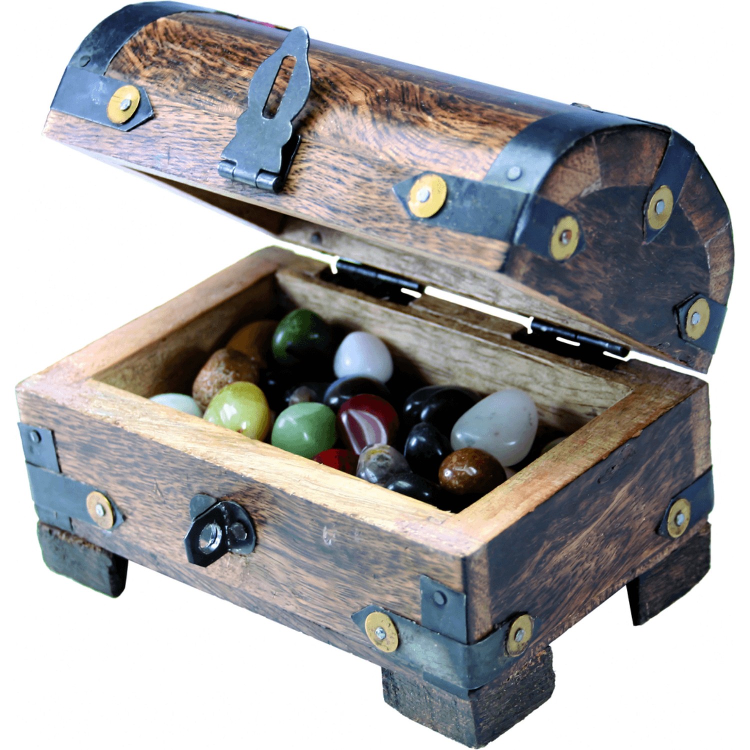 sal1034_1 Schatztruhe mit 150g Halbedelsteinen,11x7x9cm – Bild 1