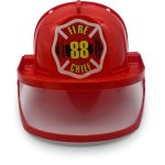 Feuerwehr-Helm mit Visier, ROT + Sticker FIRE CHIEF