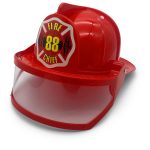 Feuerwehr-Helm mit Visier, ROT + Sticker FIRE CHIEF – Bild 2