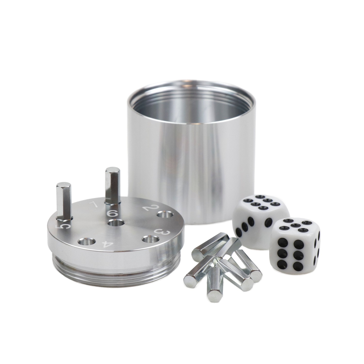 sal3001_1 SUPER SIX "Travel" Alu, Silber, Premium, 5+Ø5cm, Reisespiel – Bild 1