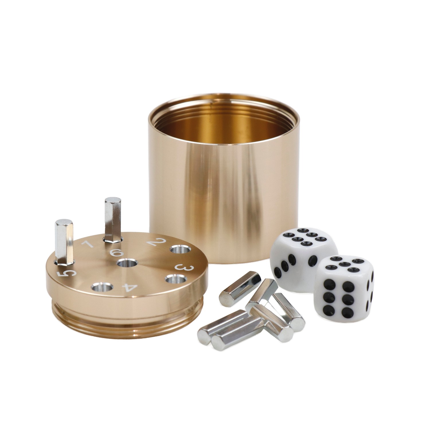 sal3002_1 SUPER SIX "Travel" Alu, Gold, Premium, 5+Ø5cm, Reisespiel – Bild 1