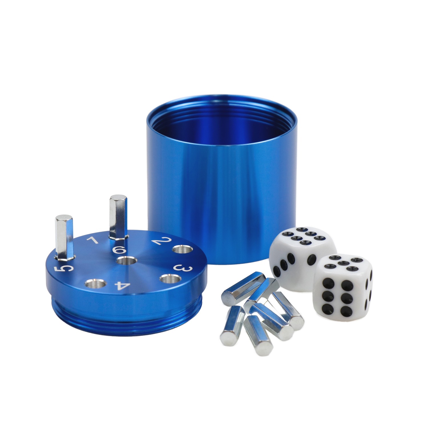 sal3005_1 SUPER SIX "Travel" Alu, Blau Premium, 5+Ø5cm, Reisespiel – Bild 1
