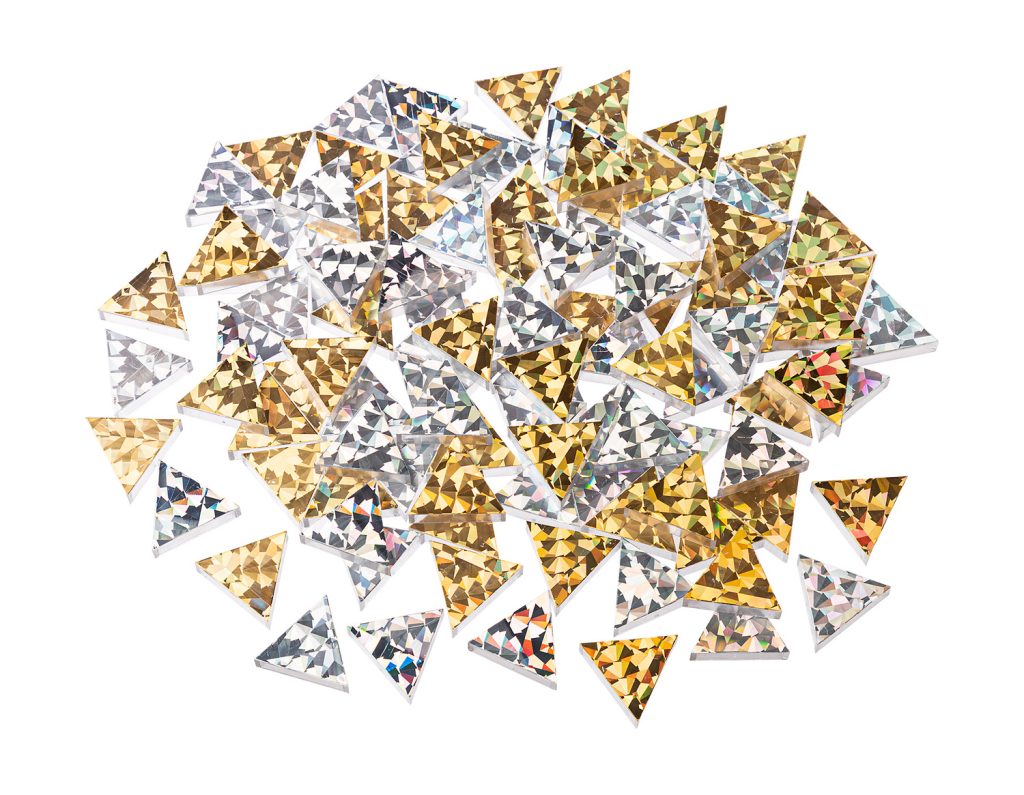 Riesen Glitzer-Prismo gold/s.