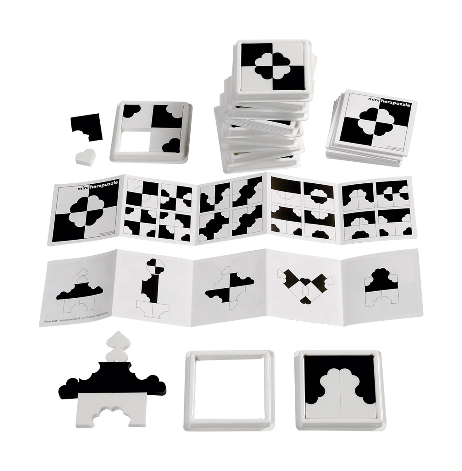 Herzpuzzle mini s/w, 12 Stück Herzpuzzle mini s/w, 12 Stück